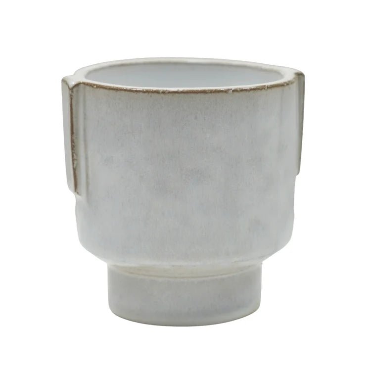 Milky White Stoneware Indoor Planter - Glazed Handles Luxury Home Decor Garden & Outdoor And Gifts