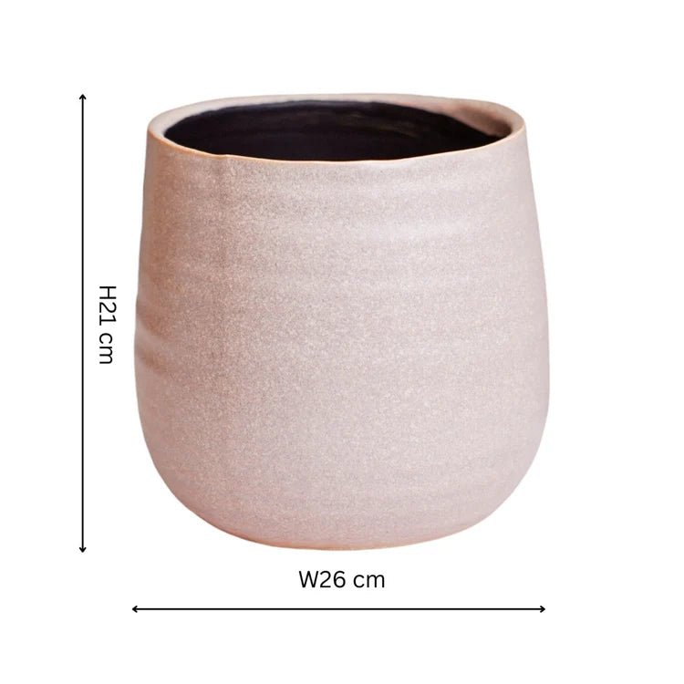 Misty Pink Ceramic Indoor Planter - Round Rustic Design Luxury Home Decor Garden & Outdoor And Gifts