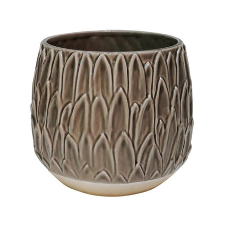 Mocha Brown Leaf Embossed Indoor Pot Planter Luxury Home Decor Garden & Outdoor And Gifts