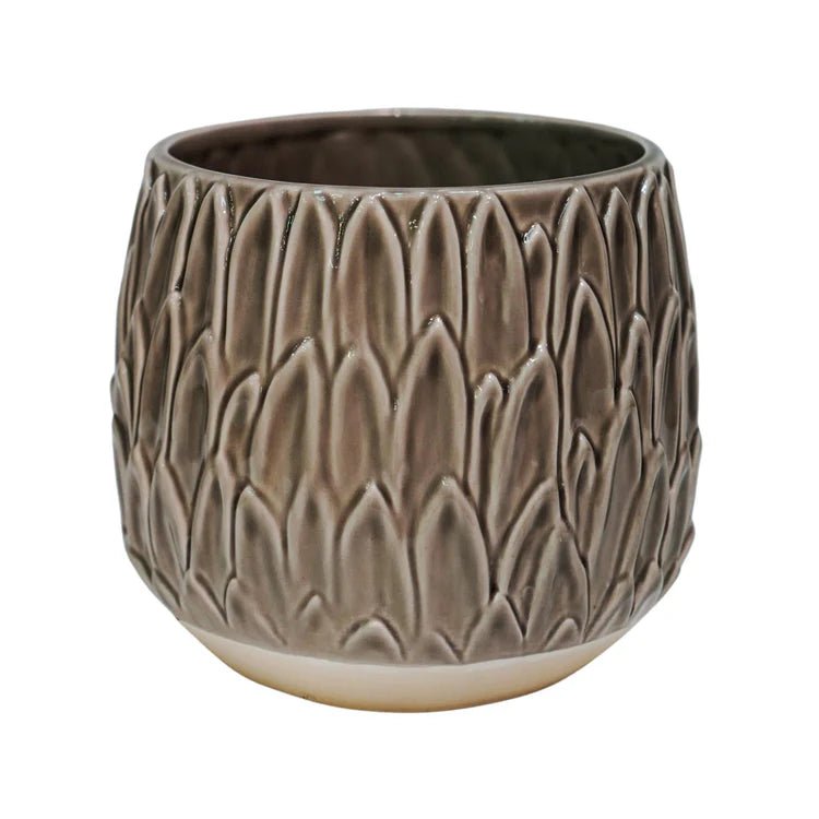 Mocha Brown Leaf Embossed Indoor Pot Planter Luxury Home Decor Garden & Outdoor And Gifts