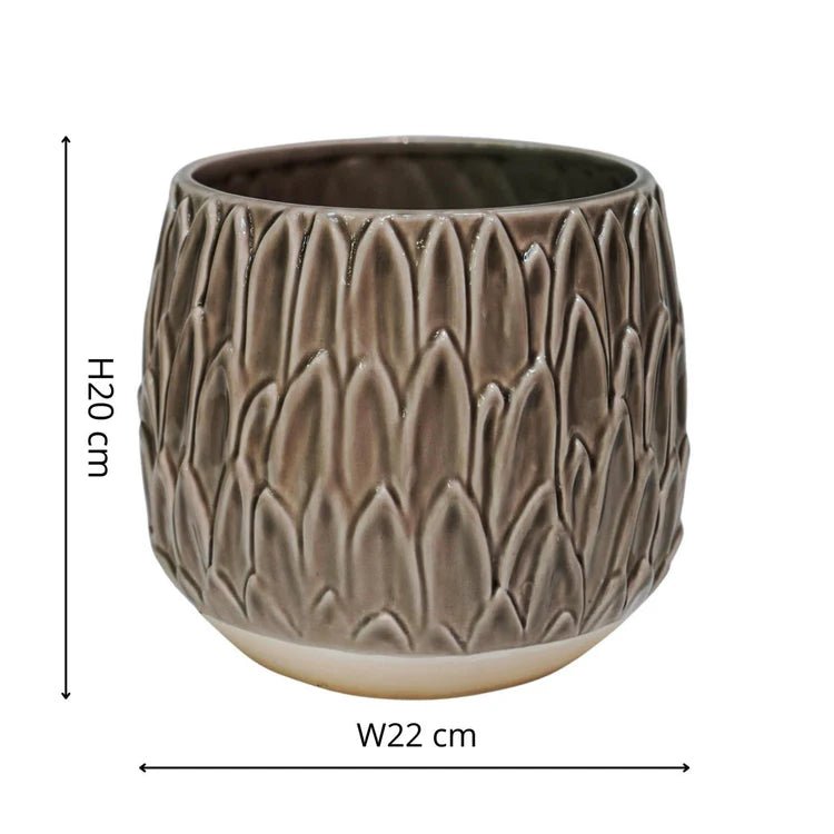Mocha Brown Leaf Embossed Indoor Pot Planter Luxury Home Decor Garden & Outdoor And Gifts