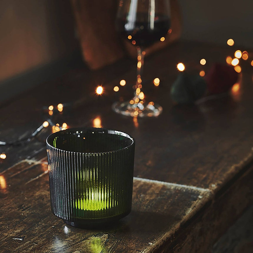 Mocha Ribbed Glass Holder H14Cm W15Cm Luxury Home Decor Garden & Outdoor And Gifts