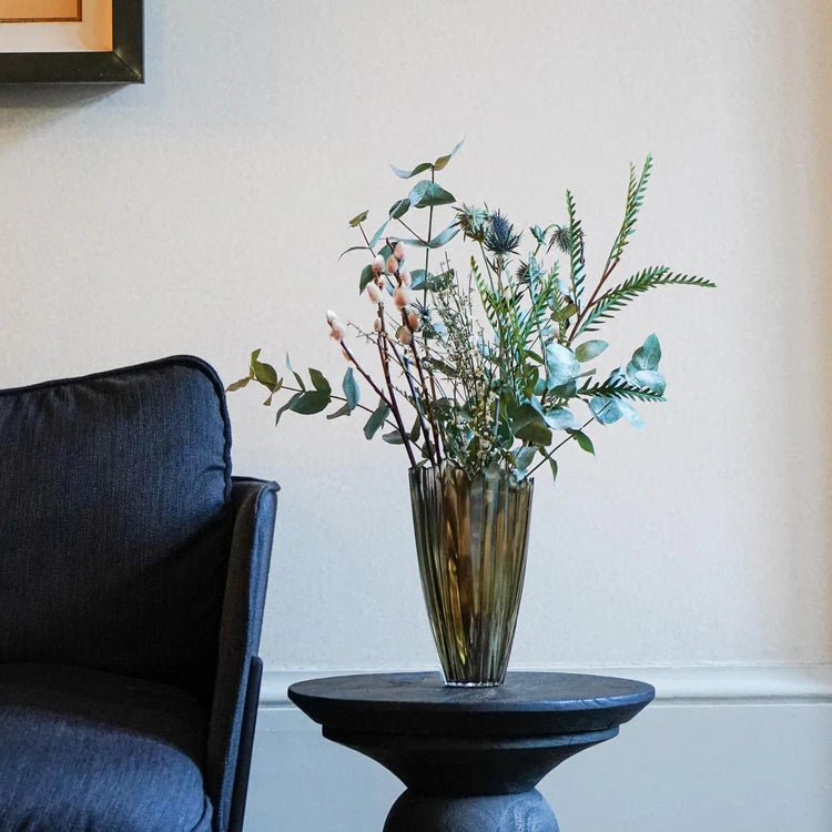 Mocha Rippled Glass Vase H30Cm W20.5Cm Luxury Home Decor Garden & Outdoor And Gifts