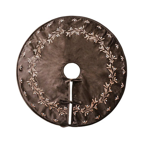 Mocha Velvet Mistletoe Christmas Tree Skirt Quality Home Decor Garden & Outdoor Living and Gifts