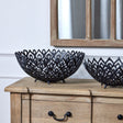 Modern Black Cast Large Lattice Bowl - Decorative Ornaments UK Luxury Home Decor Garden & Outdoor And Gifts