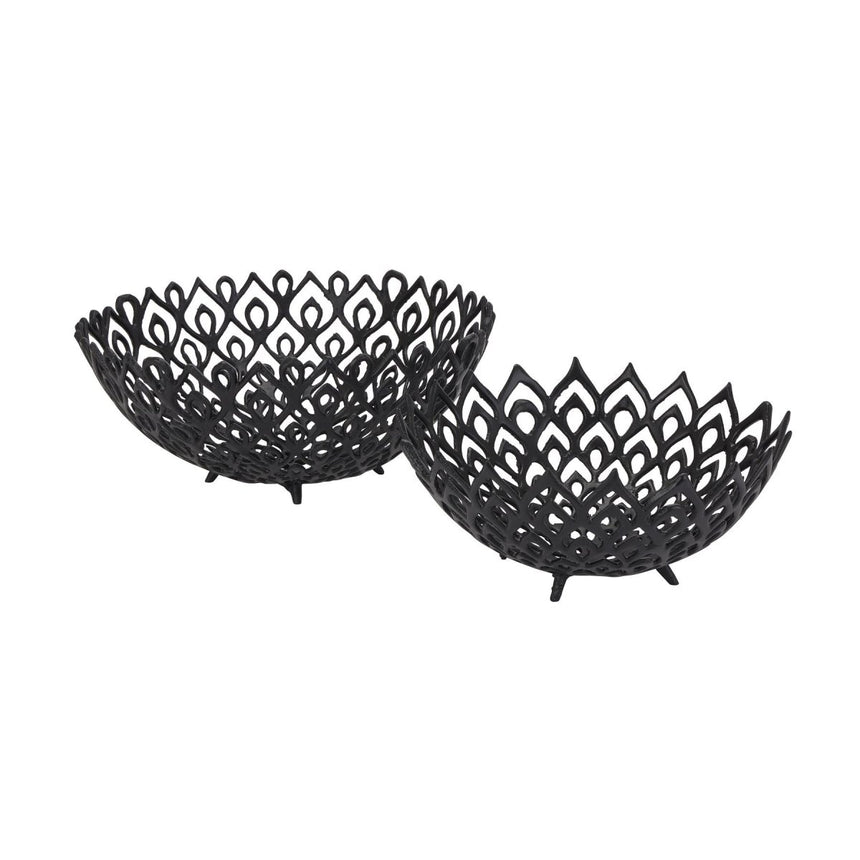 Modern Black Cast Large Lattice Bowl - Decorative Ornaments UK Luxury Home Decor Garden & Outdoor And Gifts