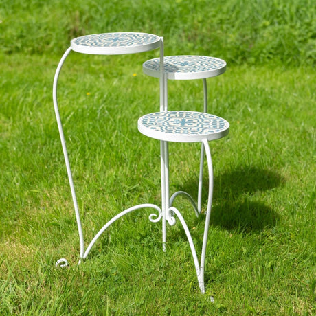 Mosaic Outdoor Plant Table or Stand - Blue & White Quality Home Decor Garden & Outdoor Living and Gifts