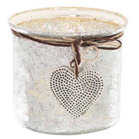 Weathered Mercury Glass Candle Holder - Medium 14cm Diameter Luxury Home Decor Garden & Outdoor And Gifts