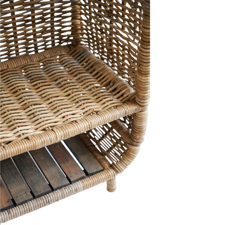 Natural Rattan Log Trolley with Kindling Shelf H100cm W52cm Luxury Home Decor Garden & Outdoor And Gifts
