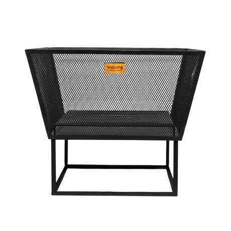 Norfolk Contemporary Square Fire Pit/Bowl Black Metal - Frost Resistant, UV Stable, Stand Quality Home Decor Garden & Outdoor Living and Gifts