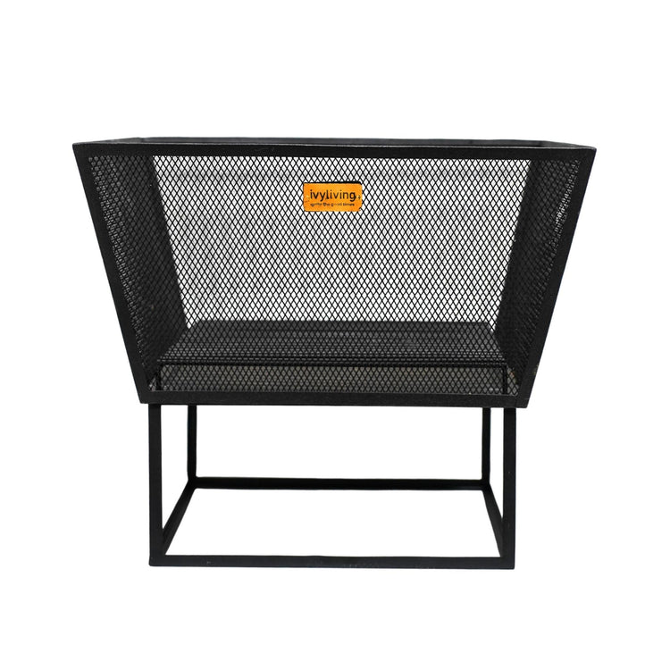Norfolk Contemporary Square Fire Pit/Bowl Black Metal - Frost Resistant, UV Stable, Stand Quality Home Decor Garden & Outdoor Living and Gifts
