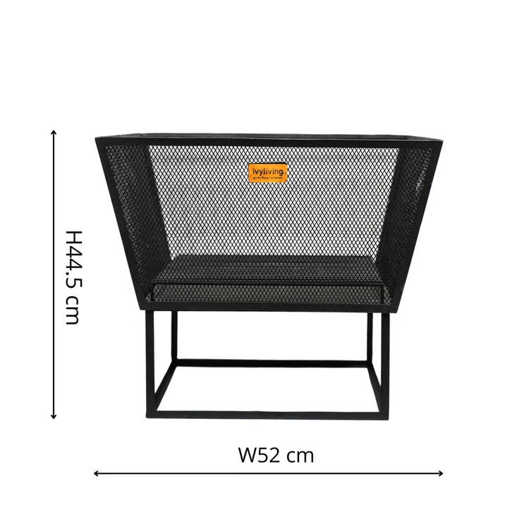 Norfolk Contemporary Square Fire Pit/Bowl Black Metal - Frost Resistant, UV Stable, Stand Quality Home Decor Garden & Outdoor Living and Gifts