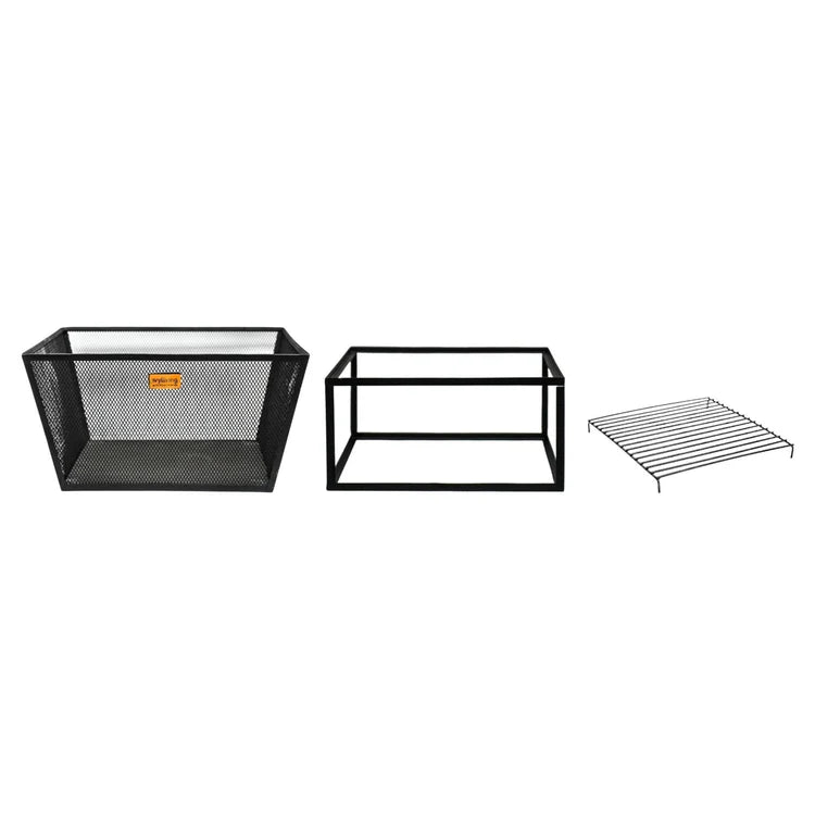 Norfolk Contemporary Square Fire Pit/Bowl Black Metal - Frost Resistant, UV Stable, Stand Quality Home Decor Garden & Outdoor Living and Gifts