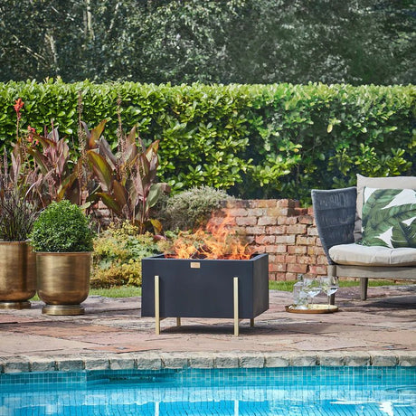 Orion Garden Fire Pit Matt Black & Antique Gold - Statement Piece, Frost Resistant, UV Stable Quality Home Decor Garden & Outdoor Living and Gifts