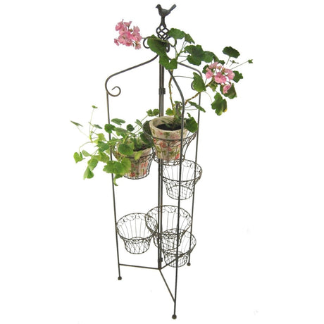 Outdoor 6 Pot Holder - Folding Plant Table or Stand - Antique Blue, Foldable Quality Home Decor Garden & Outdoor Living and Gifts