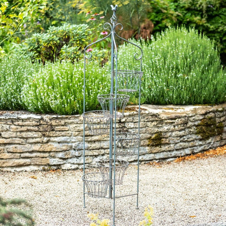 Outdoor 6 Pot Holder - Folding Plant Table or Stand - Antique Blue, Foldable Quality Home Decor Garden & Outdoor Living and Gifts