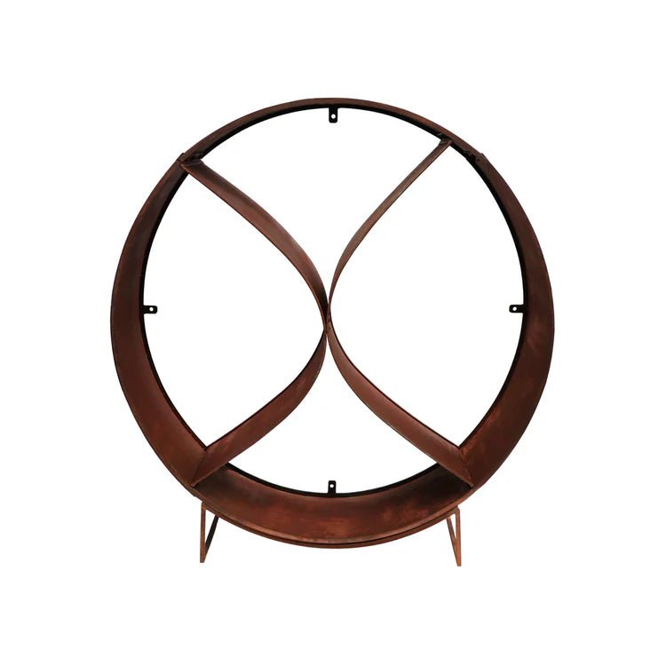 Outdoor Circle Log Storage Holder Zinc Finish - Frost Resistant, Chinese Feng Shui Inspired Quality Home Decor Garden & Outdoor Living and Gifts