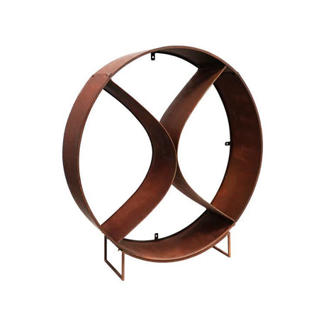 Outdoor Circle Log Storage Holder Zinc Finish - Frost Resistant, Chinese Feng Shui Inspired Quality Home Decor Garden & Outdoor Living and Gifts
