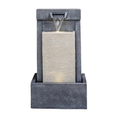 Outdoor Contemporary Cube Garden Water Fountain Feature Cement Grey - LED Lighting, Plug & Play Quality Home Decor Garden & Outdoor Living and Gifts