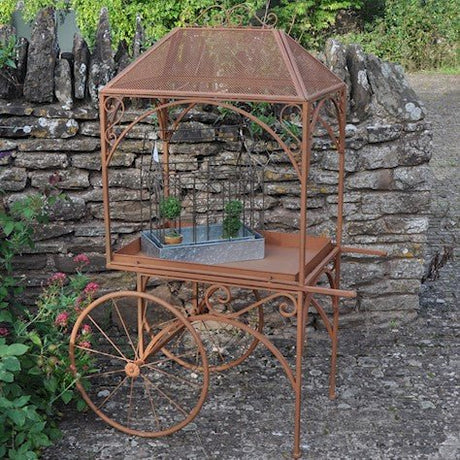 Outdoor Garden Flower Cart Plant Table or Stand - Rusty Finish Quality Home Decor Garden & Outdoor Living and Gifts