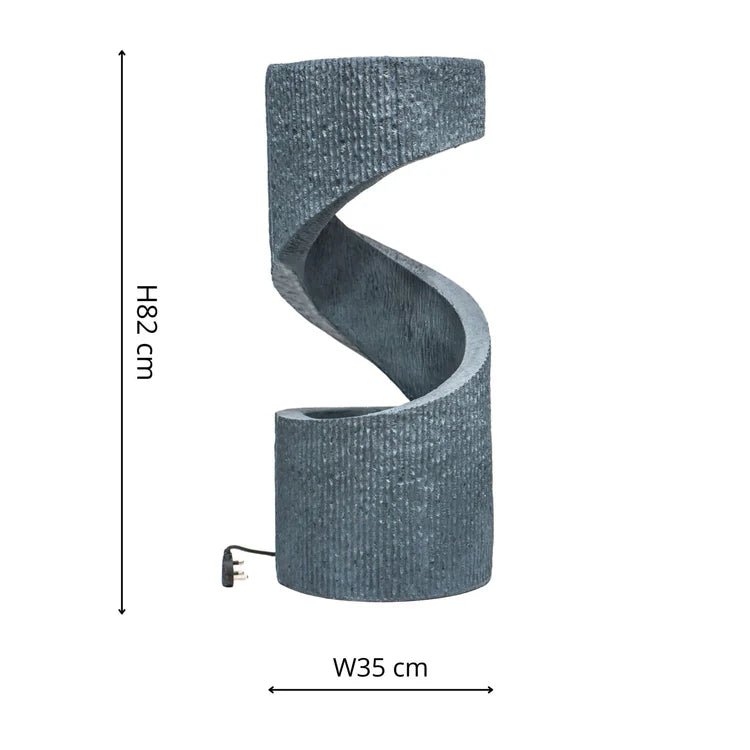 Outdoor Garden Spiral Water Feature Cement Grey - Ultra Modern, LED Lighting, Plug & Play Quality Home Decor Garden & Outdoor Living and Gifts
