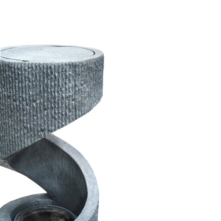 Outdoor Garden Spiral Water Feature Cement Grey - Ultra Modern, LED Lighting, Plug & Play Quality Home Decor Garden & Outdoor Living and Gifts