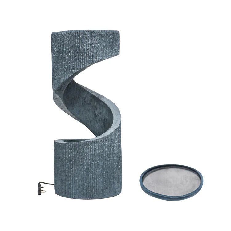 Outdoor Garden Spiral Water Feature Cement Grey - Ultra Modern, LED Lighting, Plug & Play Quality Home Decor Garden & Outdoor Living and Gifts