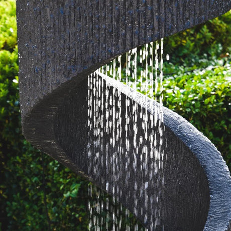 Outdoor Garden Spiral Water Feature Granite Grey - Ultra Modern, LED Lights, Plug & Play Quality Home Decor Garden & Outdoor Living and Gifts
