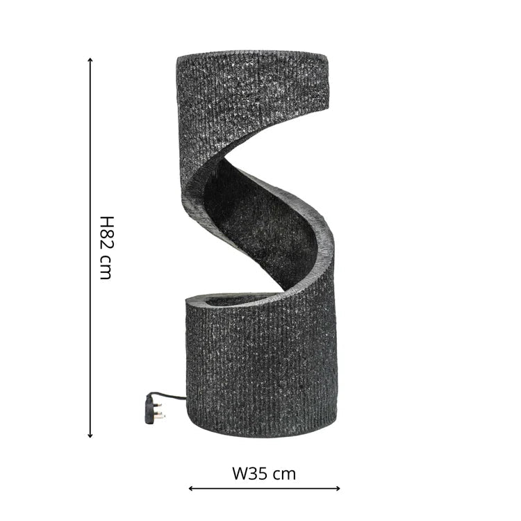 Outdoor Garden Spiral Water Feature Granite Grey - Ultra Modern, LED Lights, Plug & Play Quality Home Decor Garden & Outdoor Living and Gifts