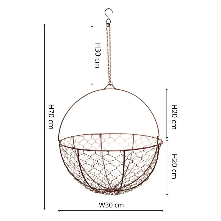 Outdoor Garden Wired Netted Hanging Basket Bronze Finish - Frost Resistant, Handcrafted Quality Home Decor Garden & Outdoor Living and Gifts