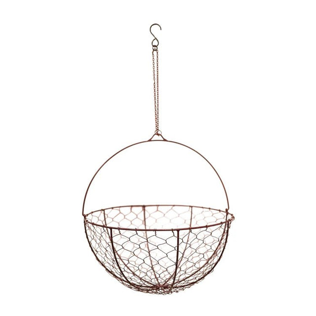 Outdoor Garden Wired Netted Hanging Basket Bronze Finish - Frost Resistant, Handcrafted Quality Home Decor Garden & Outdoor Living and Gifts
