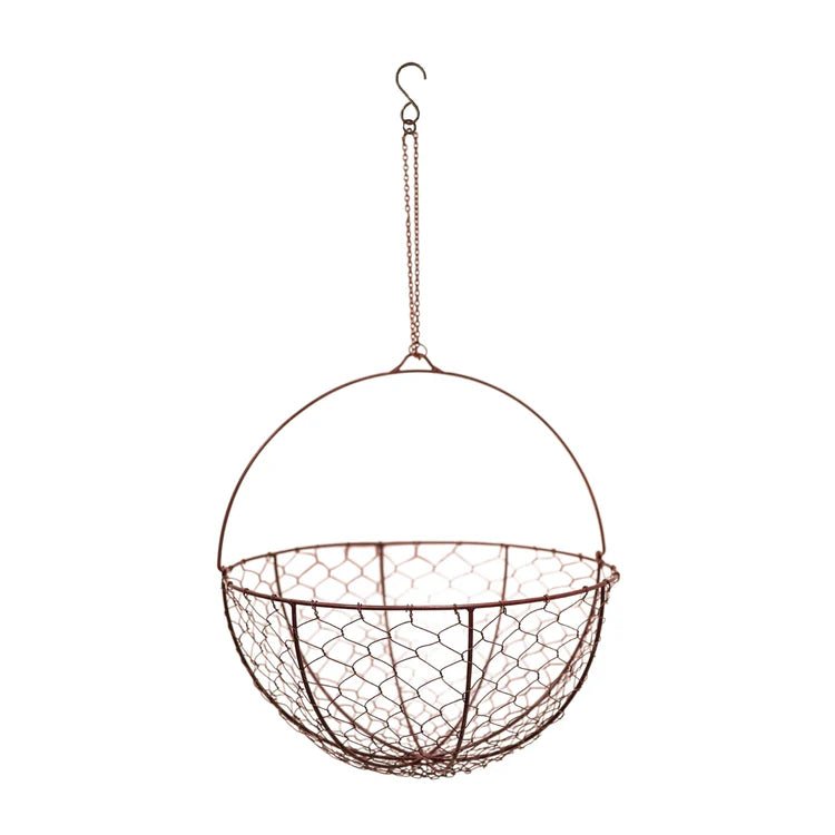 Outdoor Garden Wired Netted Hanging Basket Bronze Finish - Frost Resistant, Handcrafted Quality Home Decor Garden & Outdoor Living and Gifts