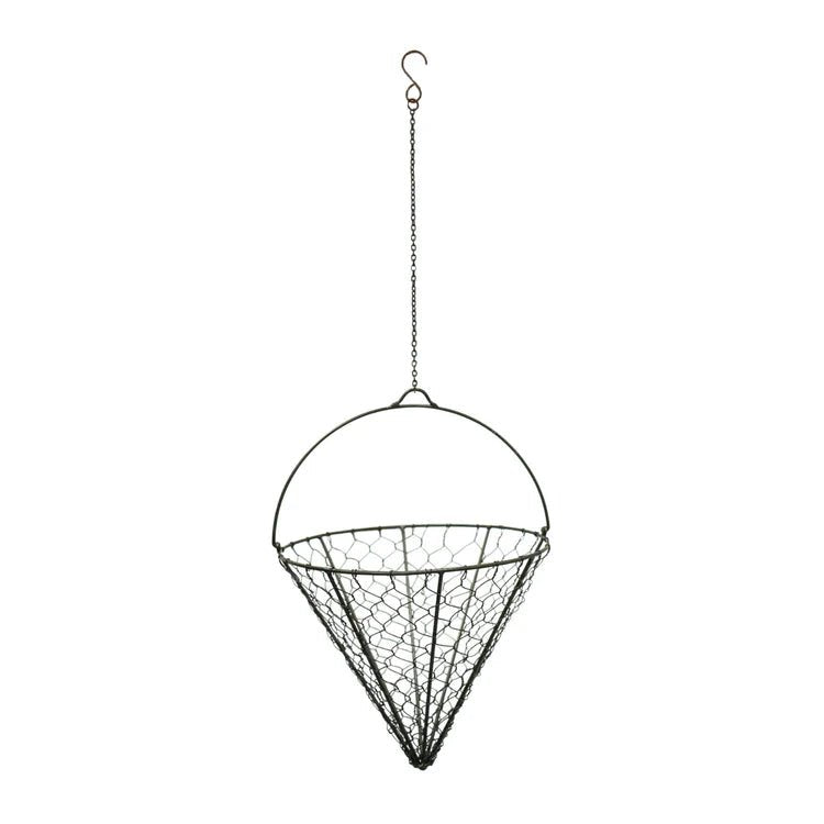 Outdoor Garden Wired Netted Hanging Basket - Cone Shape, Bronze Finish, Frost Resistant Quality Home Decor Garden & Outdoor Living and Gifts