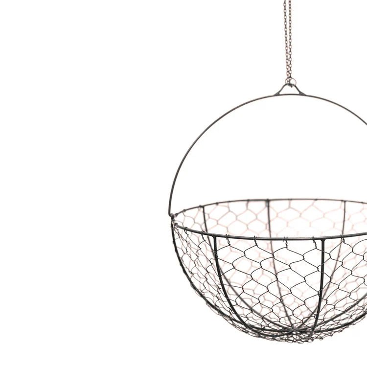Outdoor Garden Wired Netted Hanging Basket Zinc Finish - Frost Resistant, Handcrafted Quality Home Decor Garden & Outdoor Living and Gifts