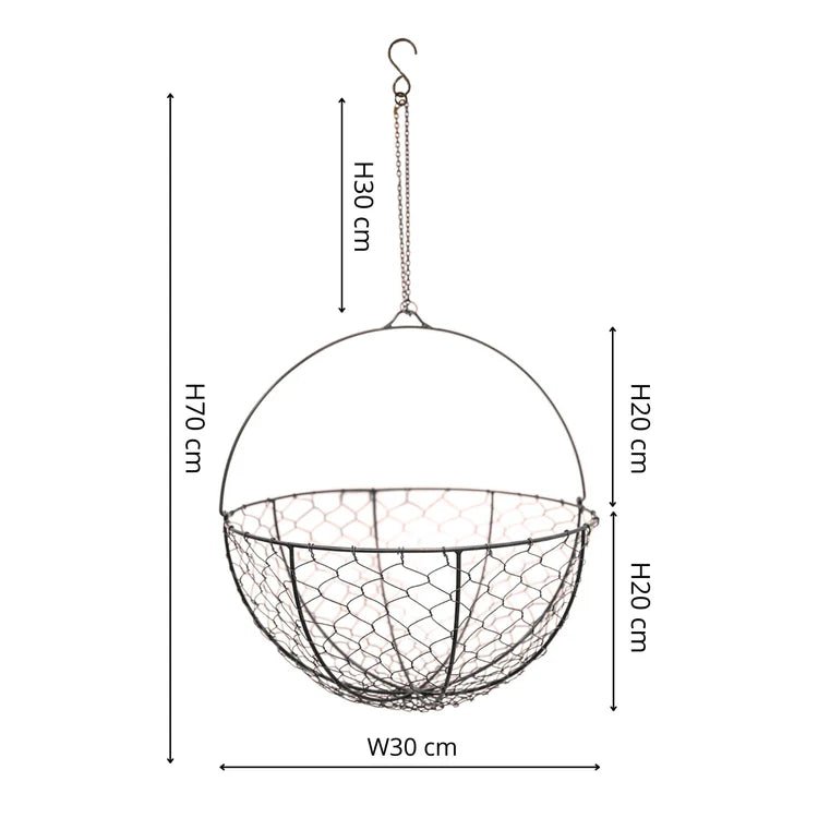 Outdoor Garden Wired Netted Hanging Basket Zinc Finish - Frost Resistant, Handcrafted Quality Home Decor Garden & Outdoor Living and Gifts