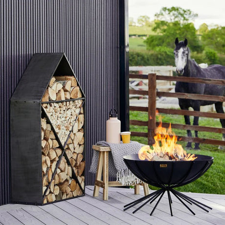Outdoor House Design Log/Wood Storage Holder Rack - Zinc Finish, Protective Coating Quality Home Decor Garden & Outdoor Living and Gifts