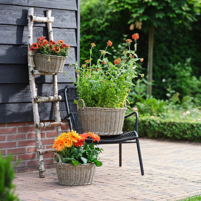Outdoor Large Lined Basket Planter Rattan Finish - Neutral Hue, Frost Resistant Quality Home Decor Garden & Outdoor Living and Gifts