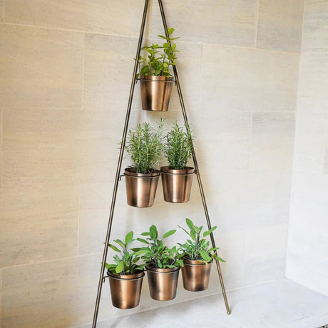 Outdoor Large Vertical Gold Wall Plant Stand w/Planters - Rust & Frost Resistant, Lightweight Quality Home Decor Garden & Outdoor Living and Gifts