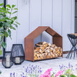 Outdoor Log/Wood Storage Holder Holder Iron Rust Finish - Waterproof Frost Resistant UV Stable Quality Home Decor Garden & Outdoor Living and Gifts