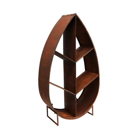 Outdoor Log/Wood Storage Holder Rack - Leaf Design on Stand - Rust Finish, Frost Resistant Quality Home Decor Garden & Outdoor Living and Gifts