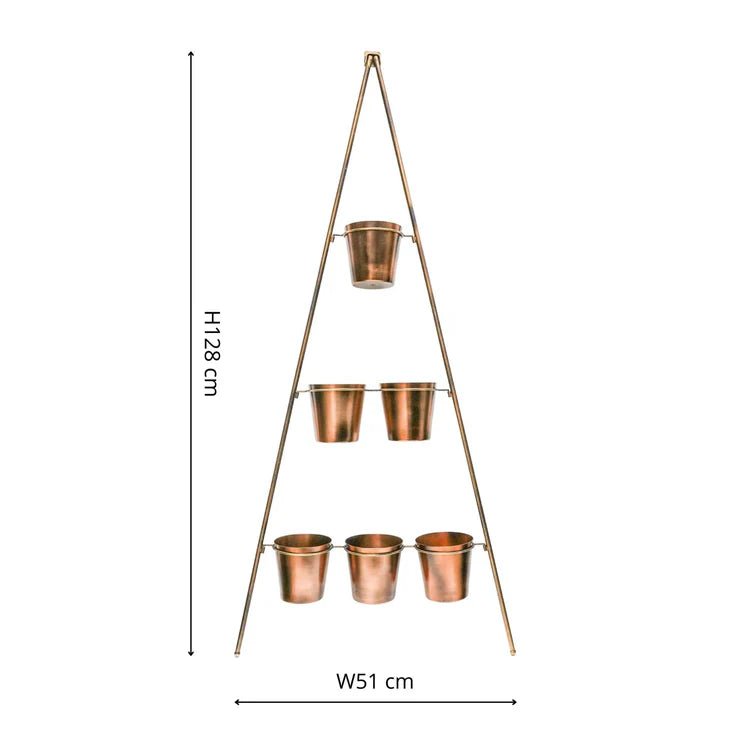 Outdoor Small Vertical Gold Wall Plant Stand w/Planters - Rust & Frost Resistant, Lightweight Quality Home Decor Garden & Outdoor Living and Gifts