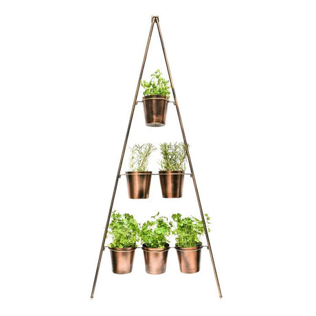 Outdoor Small Vertical Gold Wall Plant Stand w/Planters - Rust & Frost Resistant, Lightweight Quality Home Decor Garden & Outdoor Living and Gifts