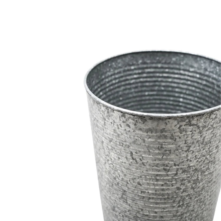 Outdoor Vase/High Ribbed Planter Galvanised Iron - Rust & Frost Resistant, Vintage Look Quality Home Decor Garden & Outdoor Living and Gifts