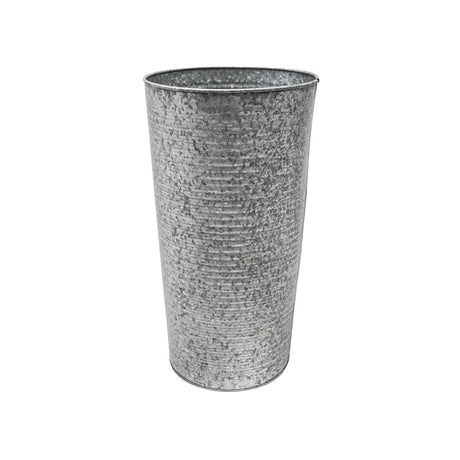 Outdoor Vase/High Ribbed Planter Galvanised Iron - Rust & Frost Resistant, Vintage Look Quality Home Decor Garden & Outdoor Living and Gifts