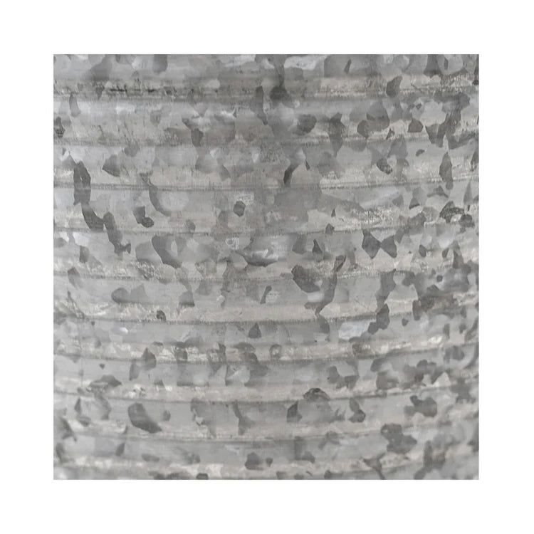 Outdoor Vase/High Ribbed Planter Galvanised Iron - Rust & Frost Resistant, Vintage Look Quality Home Decor Garden & Outdoor Living and Gifts
