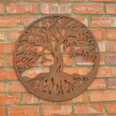 Outdoor Wall Art - Tree of Life With Roots 60cm - Rusty Finish Quality Home Decor Garden & Outdoor Living and Gifts