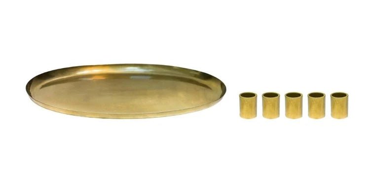 Oval Candle Tray Centerpiece Champagne Gold - Magnetic Holders, Handfinished, Perfect Gift Quality Home Decor Garden & Outdoor Living and Gifts