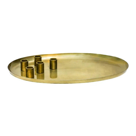 Oval Candle Tray Centerpiece Champagne Gold - Magnetic Holders, Handfinished, Perfect Gift Quality Home Decor Garden & Outdoor Living and Gifts