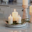 Padstow White Wash Wooden Candle Tray D28cm Luxury Home Decor Garden & Outdoor And Gifts