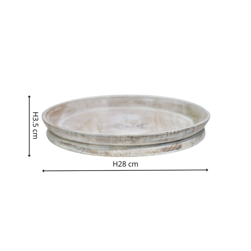 Padstow White Wash Wooden Candle Tray D28cm Luxury Home Decor Garden & Outdoor And Gifts